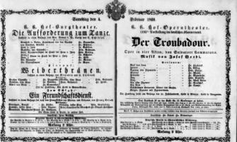 Theaterzettel (Oper und Burgtheater in Wien) 18600204 Seite: 1