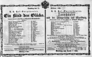Theaterzettel (Oper und Burgtheater in Wien) 18600211 Seite: 1