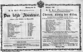 Theaterzettel (Oper und Burgtheater in Wien) 18600213 Seite: 1
