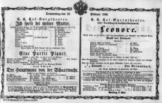 Theaterzettel (Oper und Burgtheater in Wien) 18600216 Seite: 1