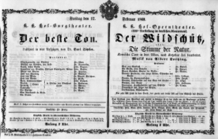 Theaterzettel (Oper und Burgtheater in Wien) 18600217 Seite: 1