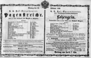 Theaterzettel (Oper und Burgtheater in Wien) 18600220 Seite: 1