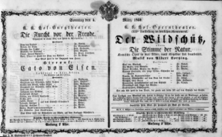 Theaterzettel (Oper und Burgtheater in Wien) 18600304 Seite: 1