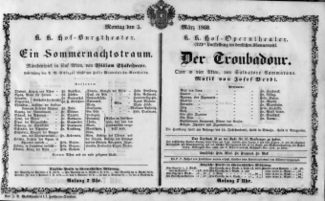 Theaterzettel (Oper und Burgtheater in Wien) 18600305 Seite: 1