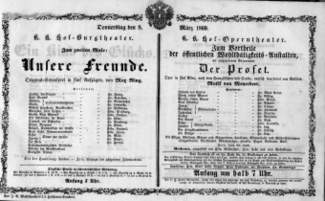 Theaterzettel (Oper und Burgtheater in Wien) 18600308 Seite: 1