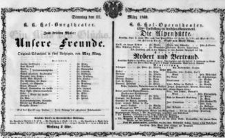 Theaterzettel (Oper und Burgtheater in Wien) 18600311 Seite: 1