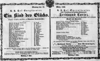 Theaterzettel (Oper und Burgtheater in Wien) 18600312 Seite: 1