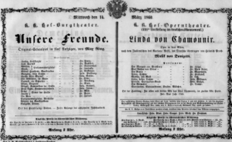 Theaterzettel (Oper und Burgtheater in Wien) 18600314 Seite: 1