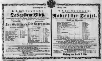 Theaterzettel (Oper und Burgtheater in Wien) 18600317 Seite: 1