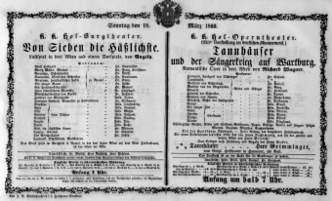 Theaterzettel (Oper und Burgtheater in Wien) 18600318 Seite: 1