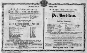 Theaterzettel (Oper und Burgtheater in Wien) 18600319 Seite: 1
