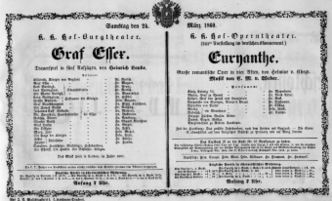 Theaterzettel (Oper und Burgtheater in Wien) 18600324 Seite: 1