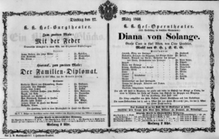 Theaterzettel (Oper und Burgtheater in Wien) 18600327 Seite: 1