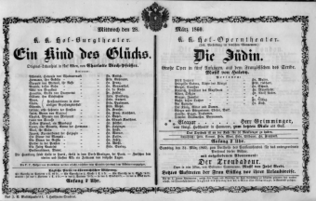 Theaterzettel (Oper und Burgtheater in Wien) 18600328 Seite: 1