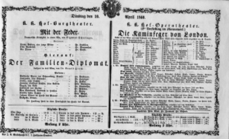 Theaterzettel (Oper und Burgtheater in Wien) 18600410 Seite: 1