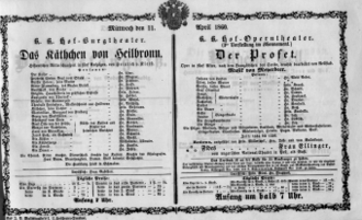Theaterzettel (Oper und Burgtheater in Wien) 18600411 Seite: 1