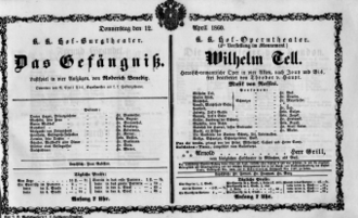 Theaterzettel (Oper und Burgtheater in Wien) 18600412 Seite: 1