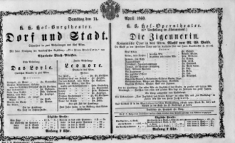 Theaterzettel (Oper und Burgtheater in Wien) 18600414 Seite: 1