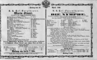 Theaterzettel (Oper und Burgtheater in Wien) 18600427 Seite: 1