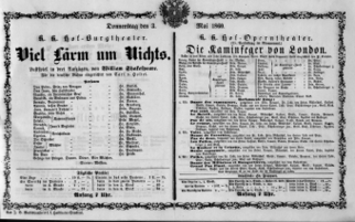 Theaterzettel (Oper und Burgtheater in Wien) 18600503 Seite: 1