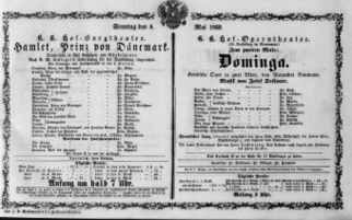 Theaterzettel (Oper und Burgtheater in Wien) 18600506 Seite: 1