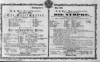 Theaterzettel (Oper und Burgtheater in Wien) 18600508 Seite: 1
