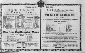Theaterzettel (Oper und Burgtheater in Wien) 18600512 Seite: 1