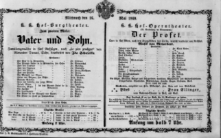 Theaterzettel (Oper und Burgtheater in Wien) 18600516 Seite: 1