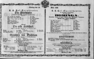 Theaterzettel (Oper und Burgtheater in Wien) 18600518 Seite: 1