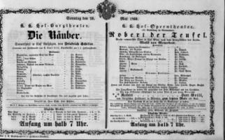 Theaterzettel (Oper und Burgtheater in Wien) 18600520 Seite: 1