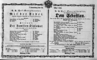 Theaterzettel (Oper und Burgtheater in Wien) 18600524 Seite: 1