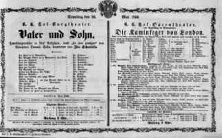 Theaterzettel (Oper und Burgtheater in Wien) 18600526 Seite: 1