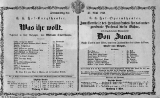 Theaterzettel (Oper und Burgtheater in Wien) 18600531 Seite: 1