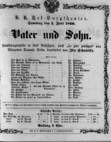 Theaterzettel (Oper und Burgtheater in Wien) 18600602 Seite: 1