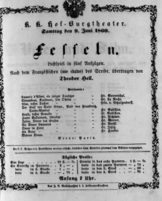Theaterzettel (Oper und Burgtheater in Wien) 18600609 Seite: 1
