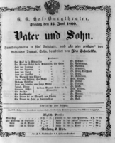 Theaterzettel (Oper und Burgtheater in Wien) 18600615 Seite: 1