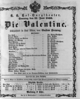Theaterzettel (Oper und Burgtheater in Wien) 18600617 Seite: 1
