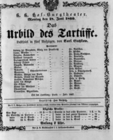 Theaterzettel (Oper und Burgtheater in Wien) 18600618 Seite: 1