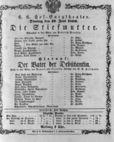Theaterzettel (Oper und Burgtheater in Wien) 18600619 Seite: 1