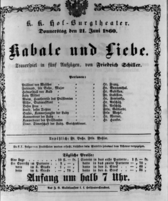 Theaterzettel (Oper und Burgtheater in Wien) 18600621 Seite: 1
