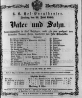 Theaterzettel (Oper und Burgtheater in Wien) 18600622 Seite: 1