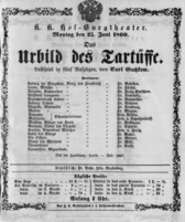 Theaterzettel (Oper und Burgtheater in Wien) 18600625 Seite: 1