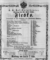 Theaterzettel (Oper und Burgtheater in Wien) 18600626 Seite: 1