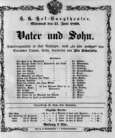Theaterzettel (Oper und Burgtheater in Wien) 18600627 Seite: 1