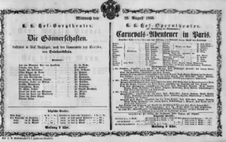 Theaterzettel (Oper und Burgtheater in Wien) 18600829 Seite: 1