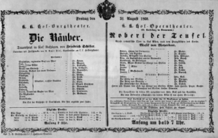 Theaterzettel (Oper und Burgtheater in Wien) 18600831 Seite: 1