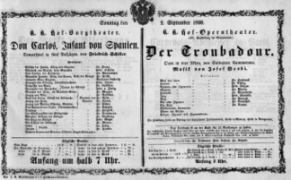 Theaterzettel (Oper und Burgtheater in Wien) 18600902 Seite: 1