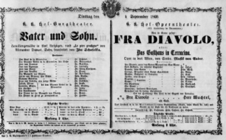 Theaterzettel (Oper und Burgtheater in Wien) 18600904 Seite: 1