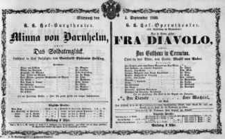 Theaterzettel (Oper und Burgtheater in Wien) 18600905 Seite: 1