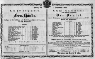 Theaterzettel (Oper und Burgtheater in Wien) 18600907 Seite: 1
